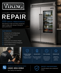 Viking refrigerator specialist technician servicing a built-in unit